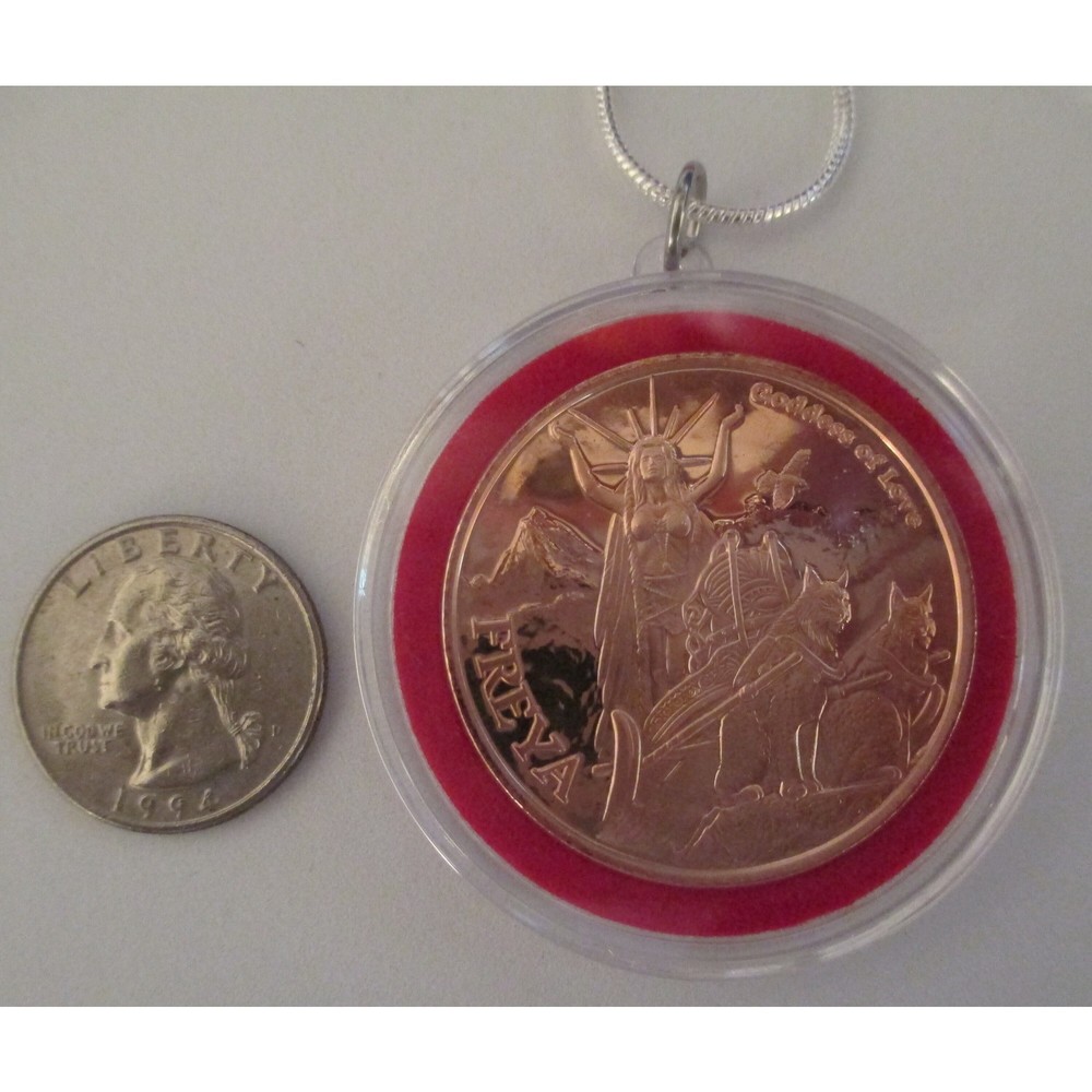 Love Goddess Freya Silver Necklace, Copper Coin, Pendant (Air Tight Capsule) - Picture 8 of 9
